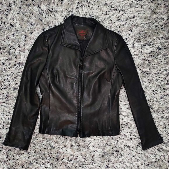 Danier Retro Black Leather Jacket 70s Style - Picture 1 of 5
